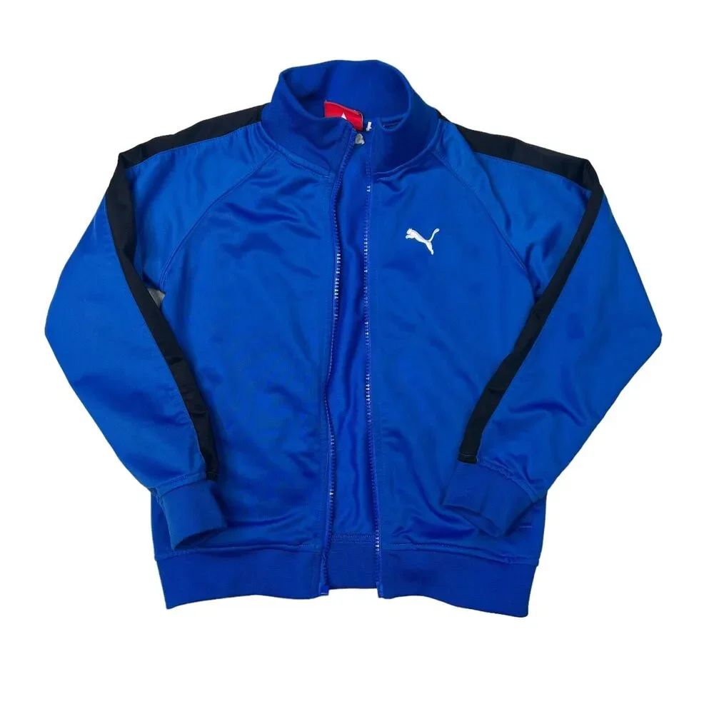 Puma Warm Up Zip Up Track Jacket FLAW Blue Black Boys 6